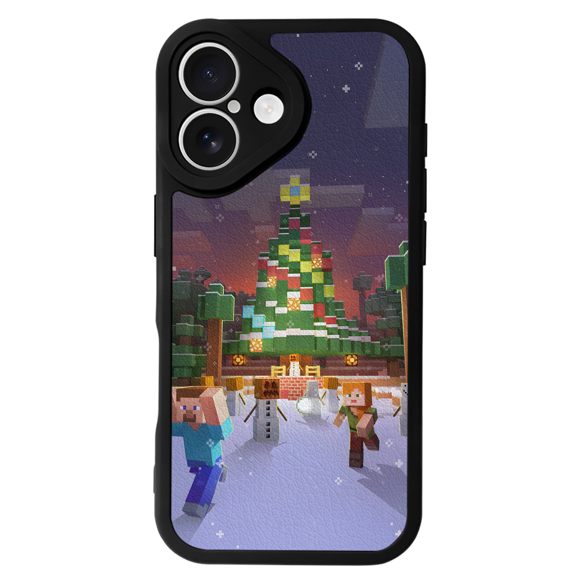 （画像用） マインクラフト ブロックの世界 Minecraft MC Block world 【iPhone 16シリーズ対応】シリコンスマホケース（レザー調） 材質：シリコン